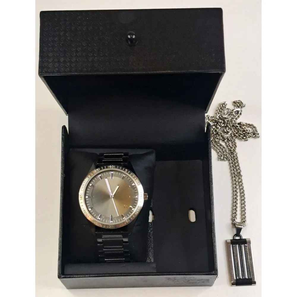Folio Mens Quartz Watch And Necklace Gift Box Set 26